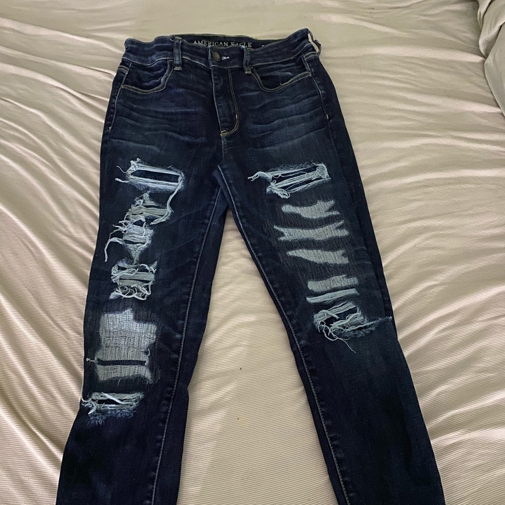 American Eagle Hi Rise Distressed Skinny Jeans